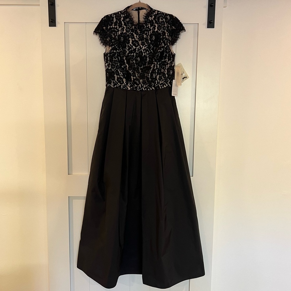 Eliza J Black Gown with Beaded Lace Bodice